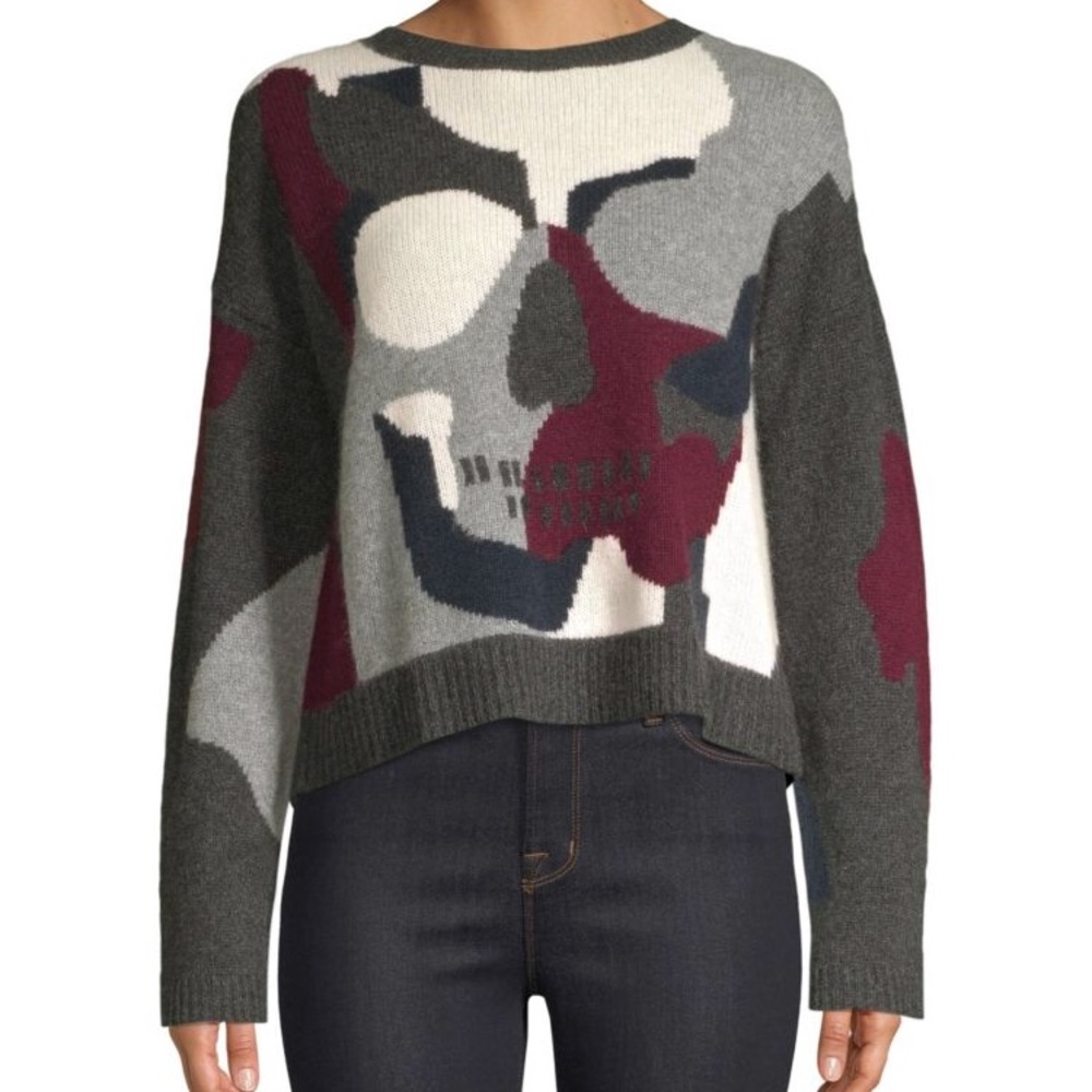 Skull Cashmere Cropped Camo Sweater